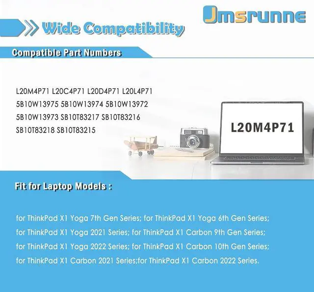 Alt view image 5 of 7 - L20M4P71 Laptop Battery Replacement for ThinkPad X1 Carbon 9th 10th Gen X1 Yoga 7th 6th Gen 2021 Series L20C4P71 L20D4P71 L20L4P71 SB10T83218 SB10T83216 SB10T83215 SB10T83217