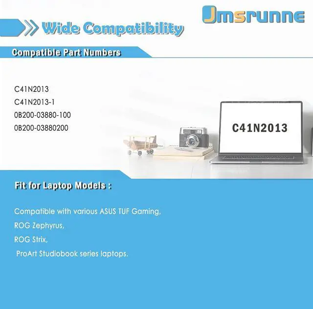 Alt view image 5 of 7 - C41N2013 C41N2013-1 Laptop Battery Replacement for Asus ROG Strix G713 G513 Scar G733 G533 TUF Gaming A15 FA507 A17 FA707 Zephyrus GA502 GA503 S17 GX703 M16 GU603 ProArt Studiobook 16 OLED 90Wh