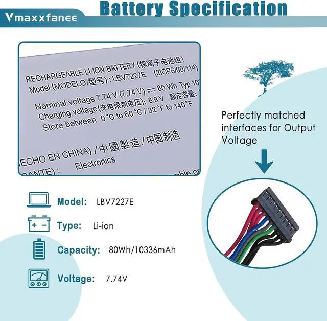 Alt view image 2 of 7 - LBV7227E Laptop Battery Replacement for LG Gram 15Z90N 17Z90N Gram 16 2-in-1 16T90P 16Z90P 16Z90PC 16Z90PG 16ZD90P 17Z90P Series 80Wh 7.74V 10336mAh