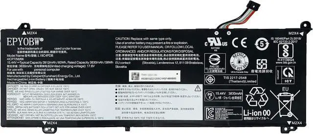 Main image of L19C4PDB Laptop Battery 60Wh 3912mAh 4-Cell 15.44V Compatible with Lenovo ThinkBook 14 G2 G3 G4 G5 / ThinkBook 15 G2 G3 G4 G5 / ThinkBook 14s Yoga ITL / 14s Yoga G2 G3 Series L19M4PDB L20M4PDB