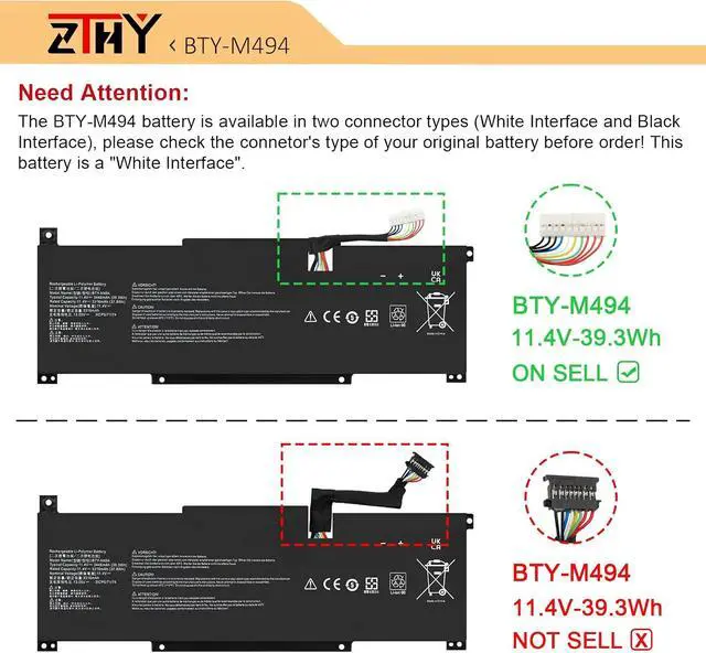 Alt view image 4 of 7 - ZTHY BTY-M494 Laptop Battery Replacement for MSI Modern 15 B12M B12HW B13M