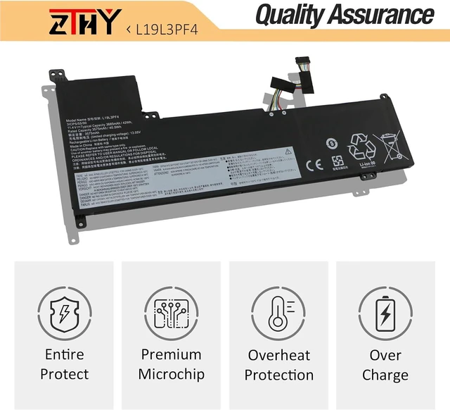Alt view image 4 of 7 - ZTHY 42Wh L19C3PF6 L19L3PF4 Laptop Battery Compatible with Lenovo IdeaPad 3-17ADA05 3-17ARE05 3-17IIL05 3-17IML05 V17-IIL Series L19L4PF2 L19D4PF2 SB10W89834 5B10W89838 5B10W89846 5B10W89839 11.4V