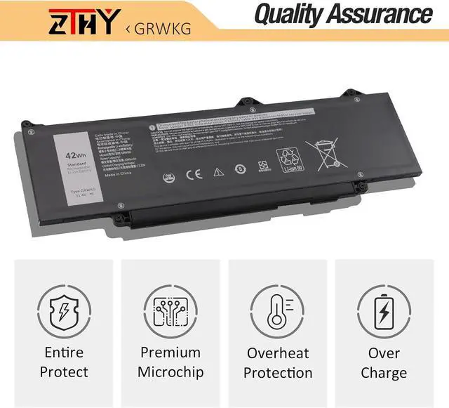 Alt view image 5 of 7 - GRWKG JTG7N Battery 42Wh Replacement for Dell Latitude 3340 3440 3450 3540