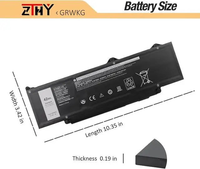 Alt view image 7 of 7 - GRWKG JTG7N Battery 42Wh Replacement for Dell Latitude 3340 3440 3450 3540
