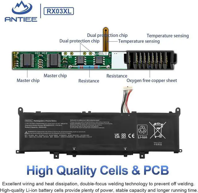 Alt view image 4 of 7 - RX03XL Laptop Battery Replacement for HP EliteBook 630 G11 640 G11 645 G11 660 G11 ProBook 440 G11 445 G11 460 G11 465 G11 Series N78704-005 TPN-DB1Z N70706-005 N69453-CF1 HSTNN-WB0H 54Wh 11.58V