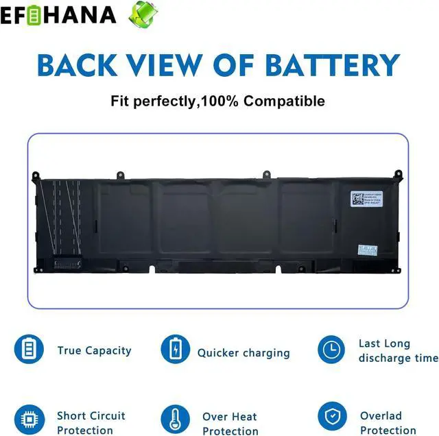 Alt view image 6 of 6 - P0FWH 90Wh Laptop Battery Replacement for Dell Alienware M16 R2 Inspiron 16 Plus 7640/16 7620 7630 7640 2-in-1 Series 0M9DG0 M9DG0 POFWH HGJCY 11.7V 7692mAh