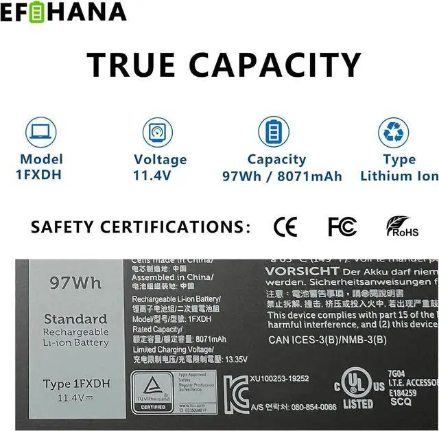 Alt view image 2 of 6 - 1FXDH 9JRVX Laptop Battery Replacement for Dell Latitude 7330 7430 7530 P144G P144G001 Series 11.4V 42Wh NOT fit 1WJT0 97Wh / 3CRH3 60Wh Version