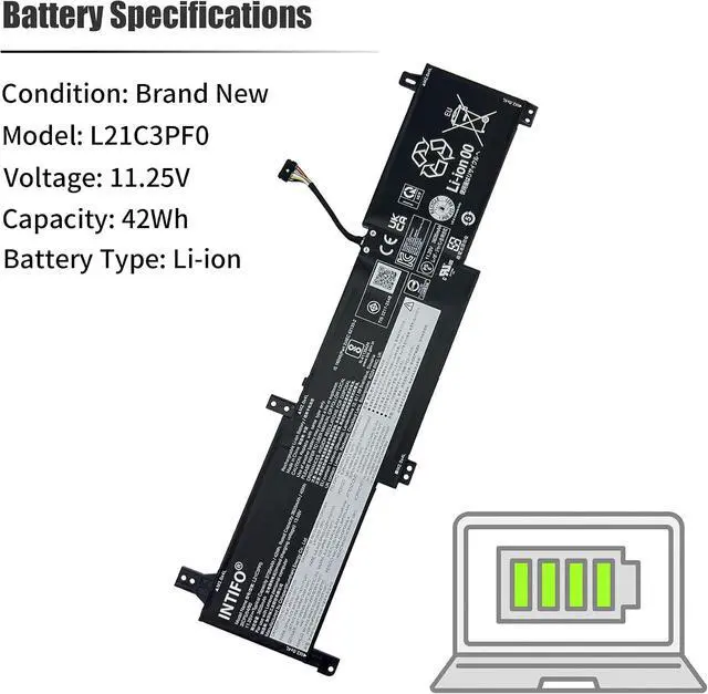 Alt view image 3 of 7 - 42Wh L21C3PF0 Laptop Battery Compatible with Lenovo IdeaPad 1-14IJL7 1-15IJL7 1-14IAU7 1-15IAU7 1-14ADA7 1-15ADA7 1-14ALC7 1-15ALC7 1-14IGL7 1-15IGL7 Series L21D3PF0 L21L3PF0 L21M3PF0 L21M3PF1