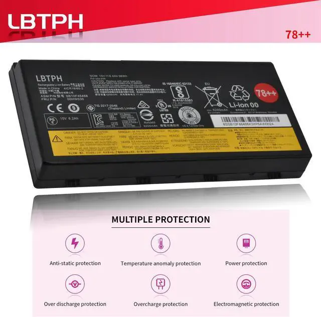 Alt view image 5 of 7 - 00HW030 15V 96Wh 6400mAh Battery Replacement for Lenovo ThinkPad P70 P71 Series SB10F46468 01AV451 4X50K14092 78+ 78++ 8 Cell