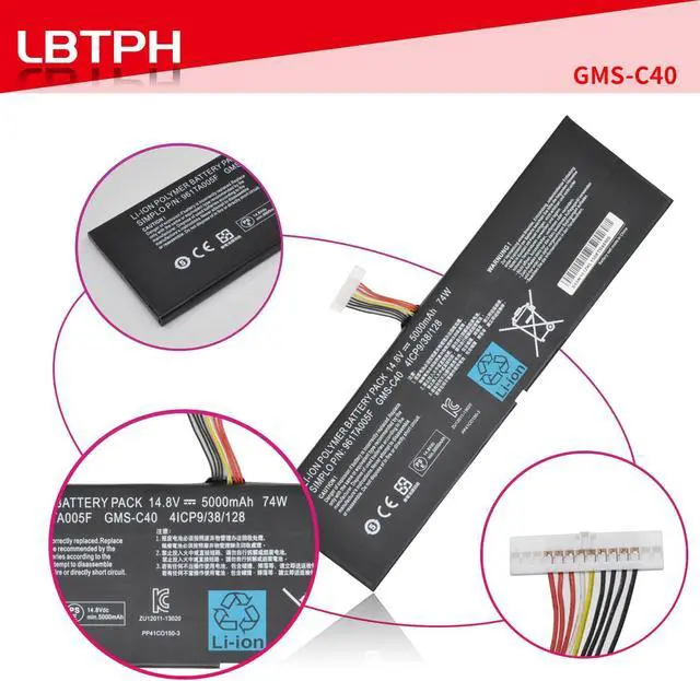 Alt view image 3 of 7 - GMS-C40 Compatible Laptop Battery Replacement for Razer Blade Pro 2013 2015 17 RZ09-0099 RZ09-00991101 RZ09-00991102 RZ09-0117 RZ09-01171E11 Series 961TA005F 4ICP9/38/128 14.8V 74Wh