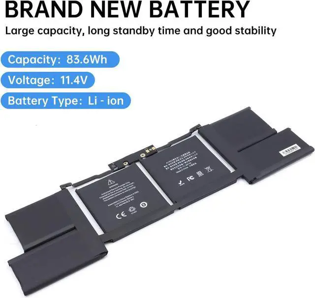 Alt view image 3 of 6 - A1953 A1990 Battery Replacement for MacBook Pro 15" Mid 2018 2019 EMC 3215 EMC 3359 Touch Bar MV902LL/A MV912LL/A MV922LL/A