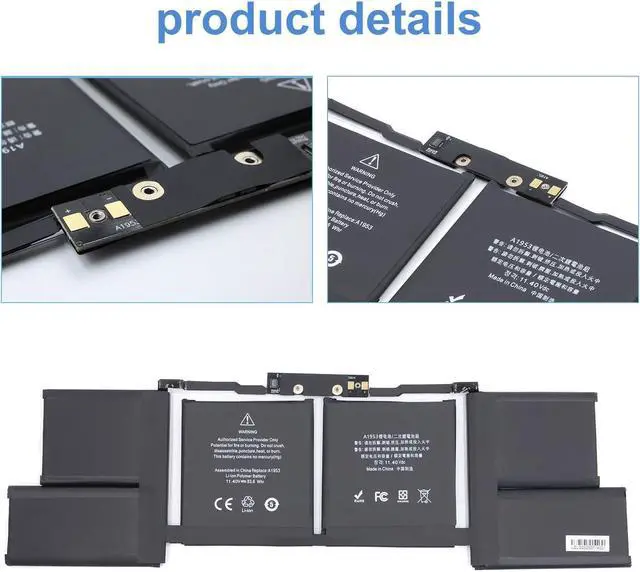Alt view image 4 of 6 - A1953 A1990 Battery Replacement for MacBook Pro 15" Mid 2018 2019 EMC 3215 EMC 3359 Touch Bar MV902LL/A MV912LL/A MV922LL/A