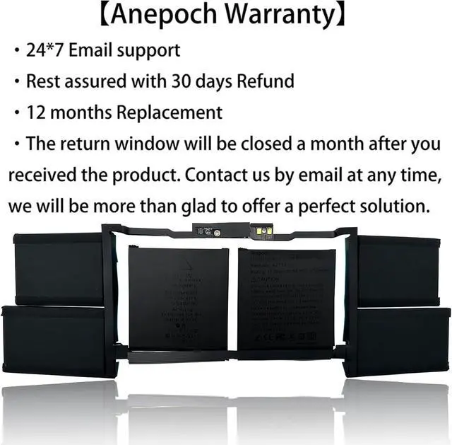 Alt view image 2 of 7 - A2113 A2141 Laptop Battery Replacement for MacBook Pro Retina 16" inch Model A2141 2019 2020 Year EMC 3347 BTO/CTO MVVL2 MVVL2LL/A MVVM2 MVVM2LL/A MVVJ2 MVVJ2LL/A MVVK2 11.36V 99.8Wh 8790mAh