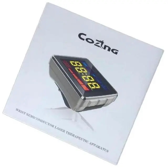 Alt view image 3 of 3 - COZING wristband LLLT Watch 4 Colors lights Intracranial therapy with nasal and ear laser probe, LCD screen