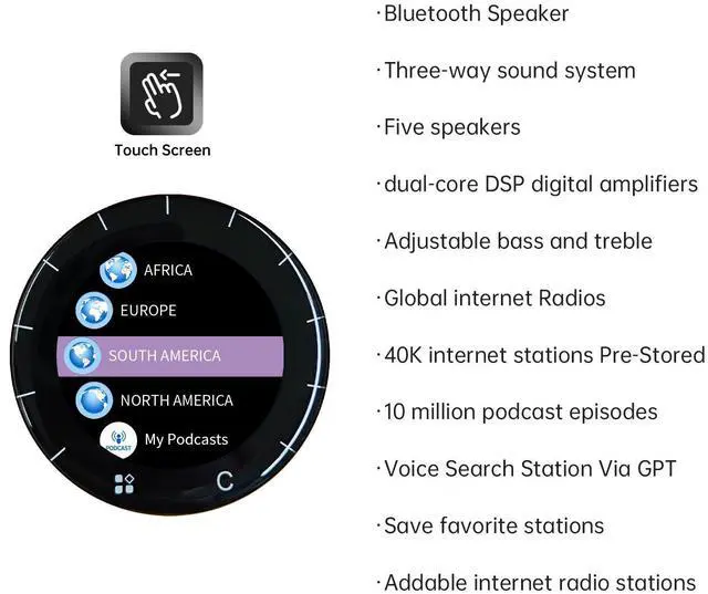 Alt view image 3 of 7 - CHOYONG Maestro C2 WiFi Speaker Wireless Bluetooth Smart Speaker,Three-Way Speaker System,Internet Radio Global Station,Record Player Compatible with RCA Input,Choyoung C2