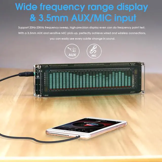 Alt view image 3 of 7 - Nobsound AK2515 Pro Audio Spectrum Analyzer with VFD Display, MIC Input & Advanced AGC - Precise Sound Level Meter for Musicians and Audio Enthusiasts