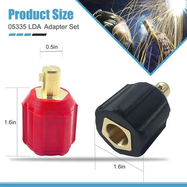 Alt view image 3 of 7 - 05335 Solder Wire Adapter Set, Dinse Type Machine Plug Connector, Connect Lenco or Tweco Style LC40 Male to Dinse Style Female, Includes 1 Red and 1 Black Adapter,