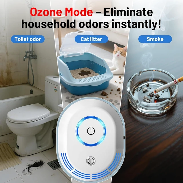 Alt view image 7 of 7 - 2-Pack Plug-In Air Ionizer, 2-in-1 Ozone Odor Eliminator, 60 Million Negative Ions for Dust, Smoke & Pets