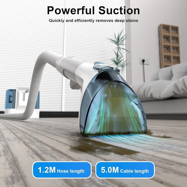 Alt view image 2 of 6 - Carpet Cleaner Machine Upholstery - 450W Shampooer Couch Cleaning Portable Vacuum Rug Sofa Car Seat Fabric Mattress Pet Spot Extractor for Furniture Water Hand Held Scrubber Small Deep Washer