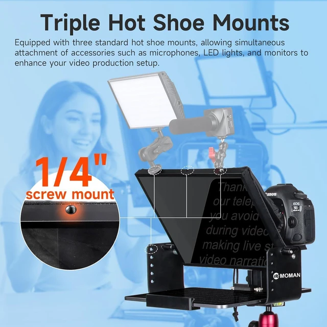 Alt view image 6 of 7 - MT12 Teleprompter 12" with APP Control for iPad Tablet DSLR Camera