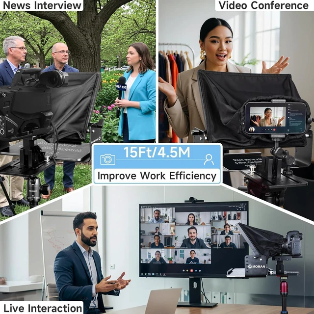 Alt view image 7 of 7 - MT12 Teleprompter 12" with APP Control for iPad Tablet DSLR Camera