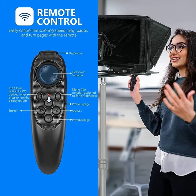 Alt view image 3 of 5 - TX12 Teleprompter with Remote App Control, 13inch Metal TeleprompterCompatible with iPad, DSLR Camera,Collapsible with Carry Case,Easy to Assemble