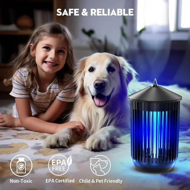 Alt view image 4 of 6 - Bug Zapper Outdoor Indoor, Mosquito Zapper, Electric Fly Traps IPX4 Waterproof 20W Lamp Fly Insects Traps for Patio, Garage, Backyard, Porch