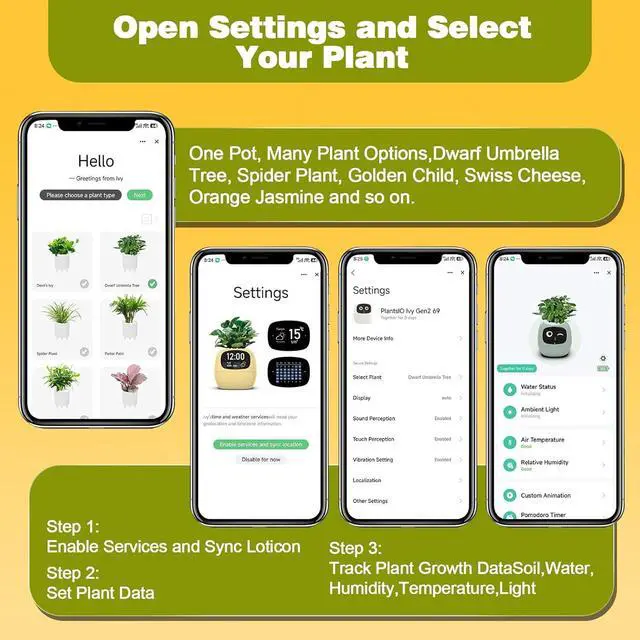Alt view image 3 of 7 - Smart Plant Pot with Screen, 80ml Self-Watering Planter Green