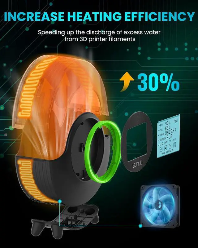 Alt view image 3 of 7 - Official Filament Dryer S2, for PLA PETG ABS Filament, Black