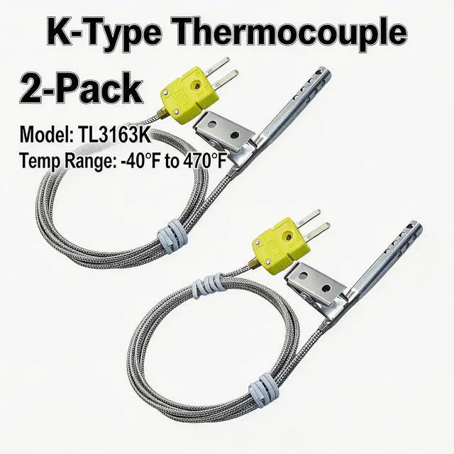 Alt view image 2 of 7 - TL3163K K-Type Thermocouple 2-Pack -40°F to 470°F Temperature Range