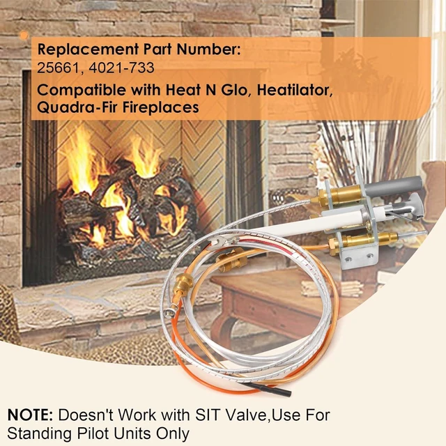 Alt view image 4 of 7 - 4021-733 Propane Gas Pilot Assembly Kit with Thermocouple & Thermopile, Replacement for Heatilator Gas Stoves, Heat N Glo Fireplaces