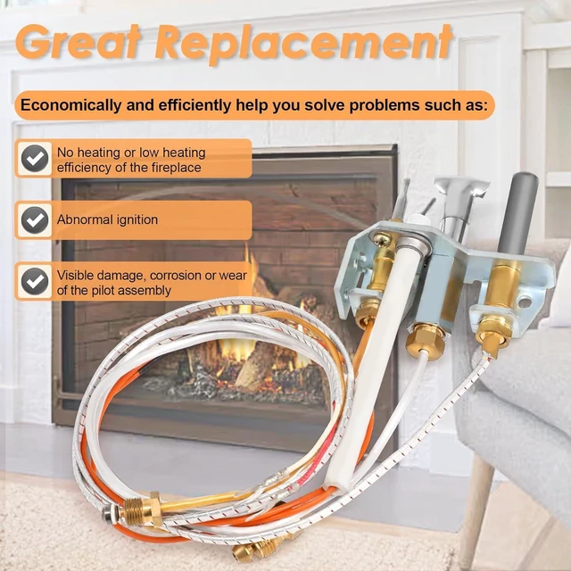Alt view image 5 of 7 - 4021-733 Propane Gas Pilot Assembly Kit with Thermocouple & Thermopile, Replacement for Heatilator Gas Stoves, Heat N Glo Fireplaces