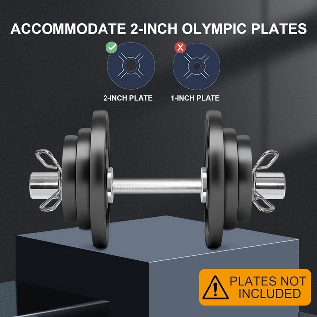 Alt view image 5 of 7 - 16"/20" Olympic Dumbbell Handle, Loadable Dumbbells Bar for 2'' plates