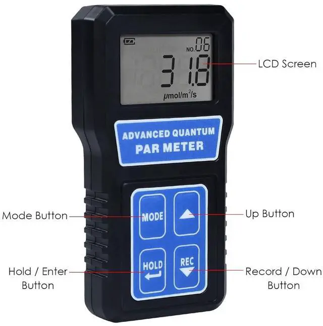 Alt view image 6 of 7 - PAR Meter Quantum Par Meter for Led Grow Lights PPFD Tester with Data Logging and Calibration 400-700nm Light Range PPFD Meter for LED Grow Light to Measure Light Intensity in Grow Room Greenhouse