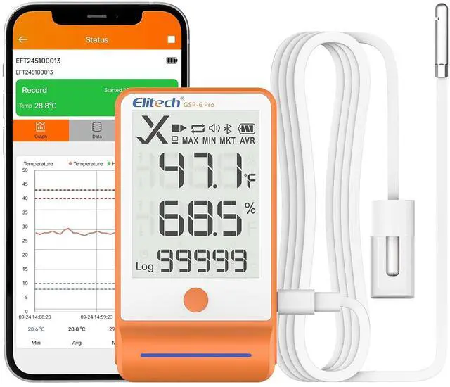 Main image of Digital Temperature Humidity Data Logger Medical Refrigerator Thermometer Vaccine Fridge Temperature Monitor Max Min Value GSP-6G