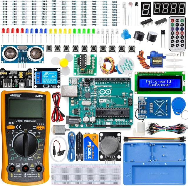Main image of Inventor Lab Starter Kit with Original Uno R3 REV3 Multimeter, 34 Projects, 40+ Video Courses, RAB Breadboard Holder, RoHS Compliant, for Beginners & Engineers