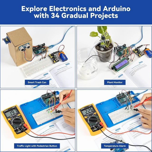 Alt view image 6 of 7 - Inventor Lab Starter Kit with Original Uno R3 REV3 Multimeter, 34 Projects, 40+ Video Courses, RAB Breadboard Holder, RoHS Compliant, for Beginners & Engineers