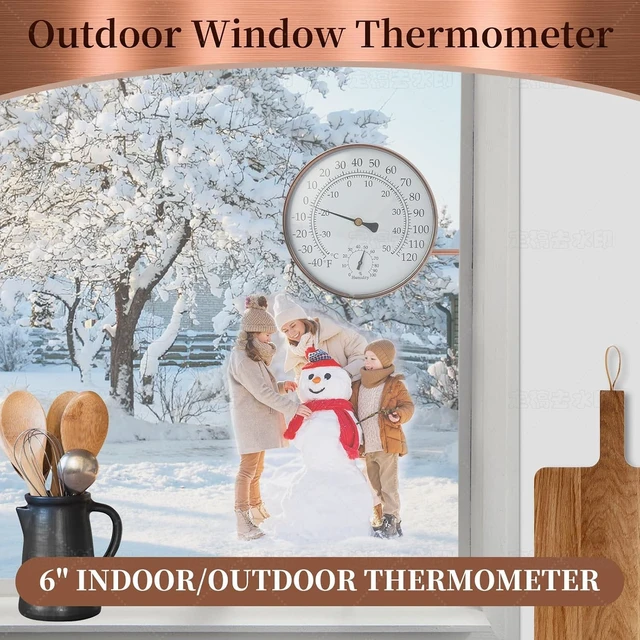 Alt view image 4 of 7 - 6-Inch Brass Outdoor Thermometer & Humidity Gauge with Swivel Mount