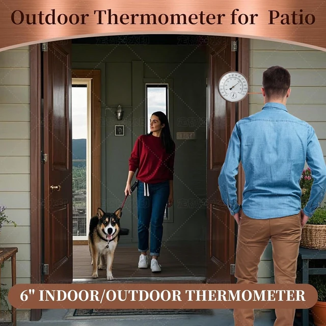 Alt view image 5 of 7 - 6-Inch Brass Outdoor Thermometer & Humidity Gauge with Swivel Mount