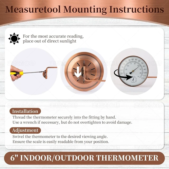 Alt view image 7 of 7 - 6-Inch Brass Outdoor Thermometer & Humidity Gauge with Swivel Mount