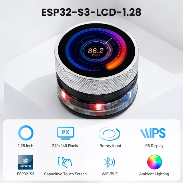 Alt view image 2 of 7 - 1.28" ESP32-S3 Round Knob Touch Display, 240x240 Rotary