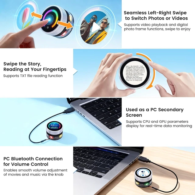 Alt view image 4 of 7 - 1.28" ESP32 Rotary Display, 240x240 HMI IPS Round Knob Touch
