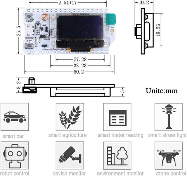 Alt view image 4 of 7 - 2 Sets ESP32 LoRa V3 915MHz WiFi+BLE Development Board Kit 0.96" OLED Display, SX1262, LoRa V3 Case & 824960MHz Antenna for Meshtastic IoT