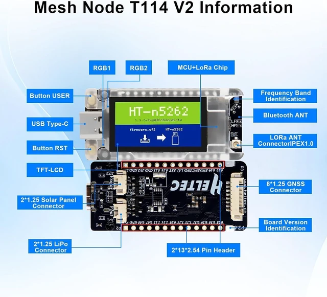 Alt view image 3 of 7 - Mesh Node T114 V2 LoRaWAN Meshtastic Development Board & Tracker Nordic nRF52480 with SX1262 Chip, 1.9-inch TFT Display, 902-928MHz, BLE WiFi, Arduino/Meshtastic Compatible