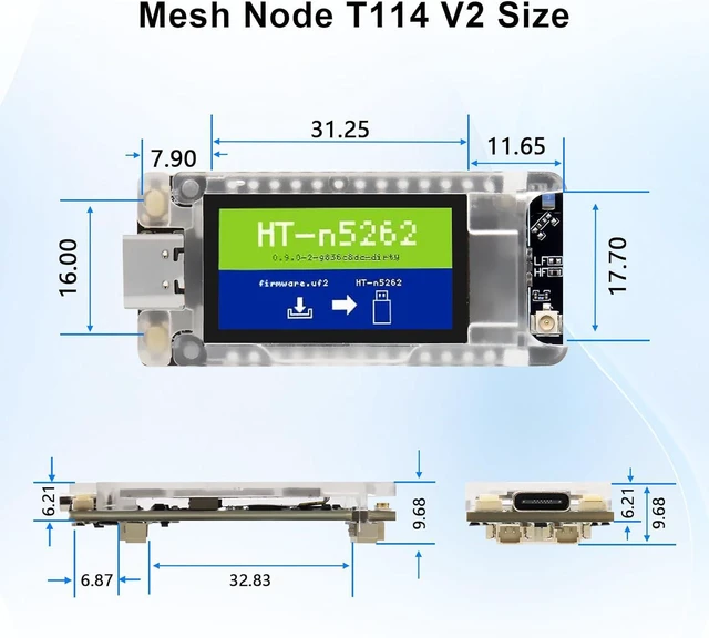 Alt view image 7 of 7 - Mesh Node T114 V2 LoRaWAN Meshtastic Development Board & Tracker Nordic nRF52480 with SX1262 Chip, 1.9-inch TFT Display, 902-928MHz, BLE WiFi, Arduino/Meshtastic Compatible