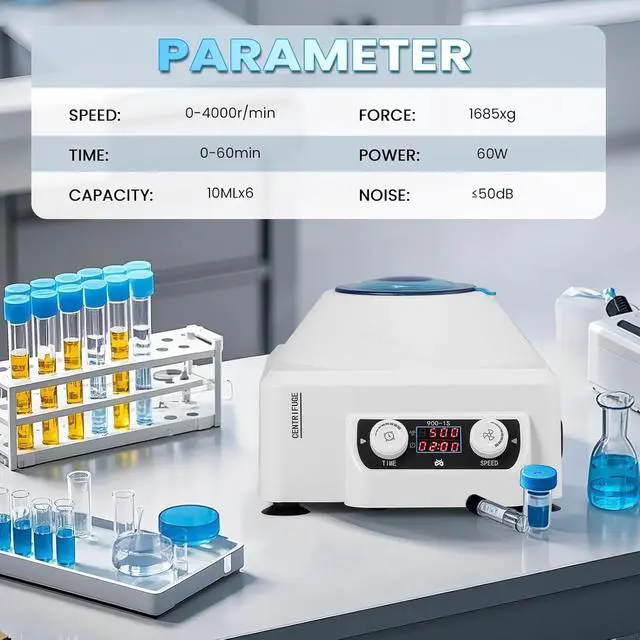Alt view image 6 of 7 - Centrifuge Machine, 4000RPM Lab Benchtop PRP Centrifuges, 15ML*6 Electric Desktop Centrifuge with Digital Control 110V