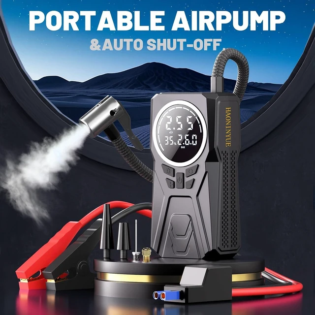 Alt view image 2 of 7 - Car Jump Starter with Air Compressor,3000A Car Emergency Starting Power Supply,150PSI Tire Inflator Portable Compressor,Battery Jump Starter,Portable Tire Inflator for Cars,Pickup Trucks,Bicycles