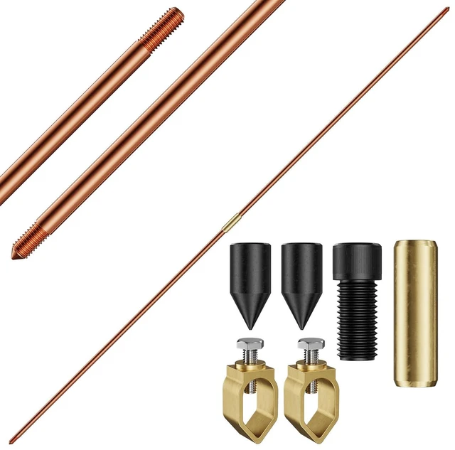 Main image of 8ft Ground Rod Kit 5/8 Clad Copper Grounding Rod with Grounding Clamp for Electrical Grounding bar for Electric Fences Satellite Dishes Generator Grounding Earthing