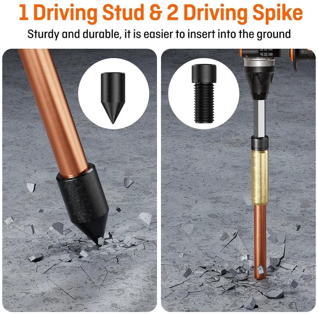 Alt view image 5 of 7 - 8ft Ground Rod Kit 5/8 Clad Copper Grounding Rod with Grounding Clamp for Electrical Grounding bar for Electric Fences Satellite Dishes Generator Grounding Earthing