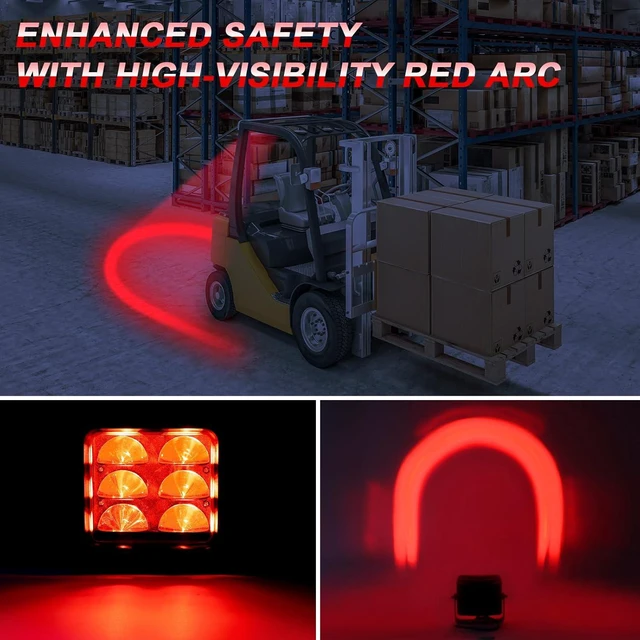 Alt view image 2 of 6 - Forklift Safety Light with Red Arc Warning Zone, 30W DC 10-110V